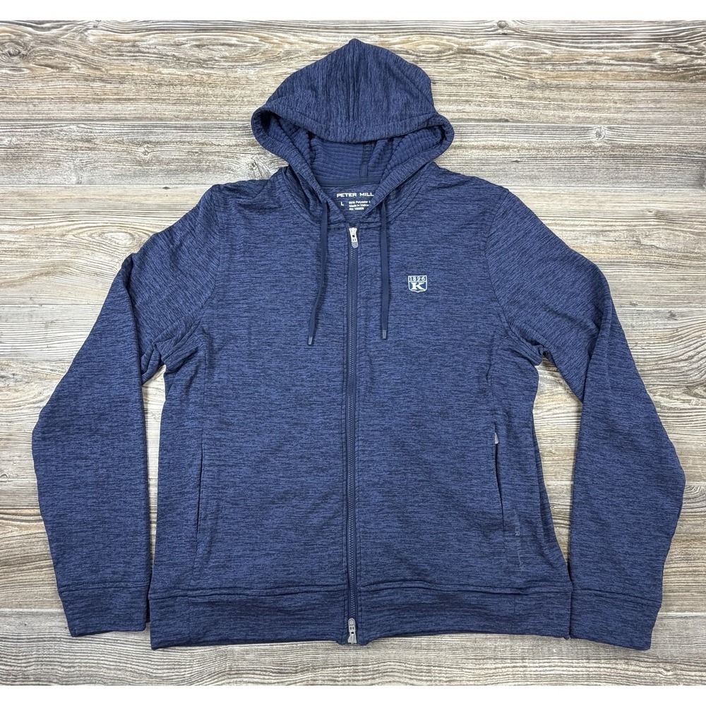 Peter Millar Maven Performance Hoodie Women's L Navy Blue Full Zip Golf Active